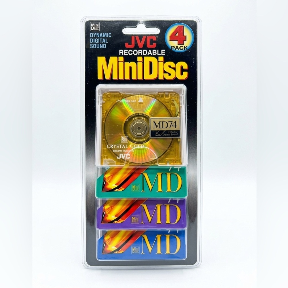 JVC MiniDisc 4 Pack Recordable MD74 Crystal Gold Dynamic Digital Sound